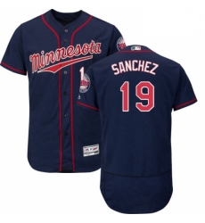 Mens Majestic Minnesota Twins 19 Anibal Sanchez Navy Blue Alternate Flex Base Authentic Collection MLB Jersey