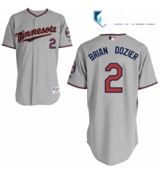 Mens Majestic Minnesota Twins 2 Brian Dozier Authentic Grey Road Cool Base MLB Jersey