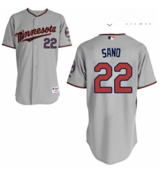 Mens Majestic Minnesota Twins 22 Miguel Sano Authentic Grey Road Cool Base MLB Jersey