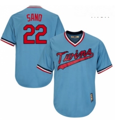 Mens Majestic Minnesota Twins 22 Miguel Sano Authentic Light Blue Cooperstown MLB Jersey