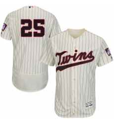 Mens Majestic Minnesota Twins 25 Byron Buxton Authentic Cream Alternate Flex Base Authentic Collection MLB Jersey