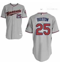 Mens Majestic Minnesota Twins 25 Byron Buxton Replica Grey Road Cool Base MLB Jersey