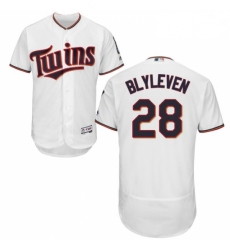 Mens Majestic Minnesota Twins 28 Bert Blyleven White Home Flex Base Authentic Collection MLB Jersey