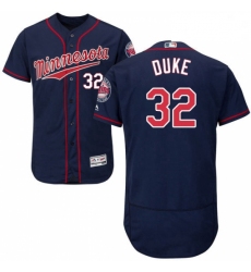 Mens Majestic Minnesota Twins 32 Zach Duke Navy Blue Alternate Flex Base Authentic Collection MLB Jersey