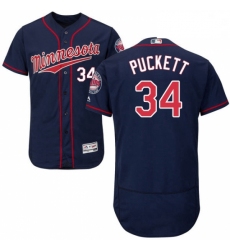 Mens Majestic Minnesota Twins 34 Kirby Puckett Authentic Navy Blue Alternate Flex Base Authentic Collection MLB Jersey