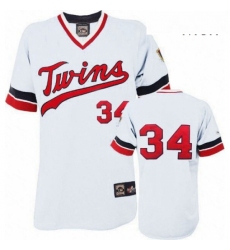 Mens Majestic Minnesota Twins 34 Kirby Puckett Authentic White Cooperstown Throwback MLB Jersey
