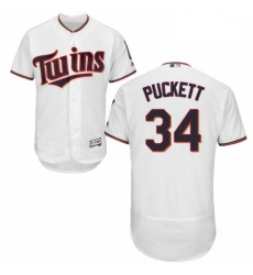 Mens Majestic Minnesota Twins 34 Kirby Puckett White Home Flex Base Authentic Collection MLB Jersey