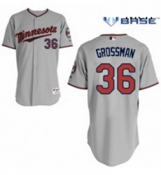 Mens Majestic Minnesota Twins 36 Robbie Grossman Authentic Grey Road Cool Base MLB Jersey 