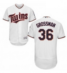 Mens Majestic Minnesota Twins 36 Robbie Grossman White Home Flex Base Authentic Collection MLB Jersey