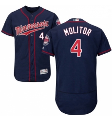 Mens Majestic Minnesota Twins 4 Paul Molitor Authentic Navy Blue Alternate Flex Base Authentic Collection MLB Jersey