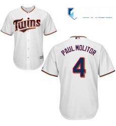Mens Majestic Minnesota Twins 4 Paul Molitor Replica White Home Cool Base MLB Jersey