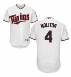 Mens Majestic Minnesota Twins 4 Paul Molitor White Home Flex Base Authentic Collection MLB Jersey