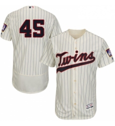 Mens Majestic Minnesota Twins 45 Phil Hughes Authentic Cream Alternate Flex Base Authentic Collection MLB Jersey