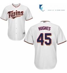 Mens Majestic Minnesota Twins 45 Phil Hughes Replica White Home Cool Base MLB Jersey