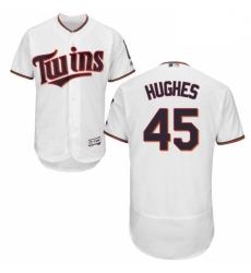 Mens Majestic Minnesota Twins 45 Phil Hughes White Home Flex Base Authentic Collection MLB Jersey