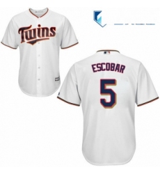Mens Majestic Minnesota Twins 5 Eduardo Escobar Replica White Home Cool Base MLB Jersey 