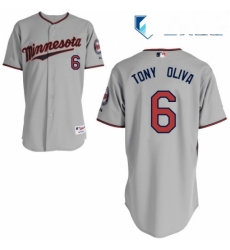Mens Majestic Minnesota Twins 6 Tony Oliva Authentic Grey Road Cool Base MLB Jersey