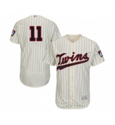 Mens Minnesota Twins 11 Jorge Polanco Cream Alternate Flex Base Authentic Collection Baseball Jersey