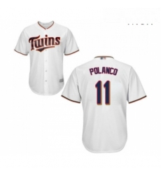 Mens Minnesota Twins 11 Jorge Polanco Replica White Home Cool Base Baseball Jersey 