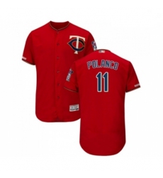 Mens Minnesota Twins 11 Jorge Polanco Scarlet Alternate Flex Base Authentic Collection Baseball Jersey