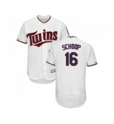 Mens Minnesota Twins 16 Jonathan Schoop White Home Flex Base Authentic Collection Baseball Jersey