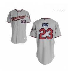 Mens Minnesota Twins 23 Nelson Cruz Authentic Grey Road Cool Base Baseball Jersey 
