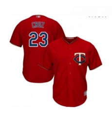 Mens Minnesota Twins 23 Nelson Cruz Replica Scarlet Alternate Cool Base Baseball Jersey 