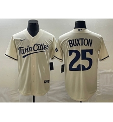 Men's Minnesota Twins #25 Byron Buxton 2023 Cream Cool Base Stitched Jersey