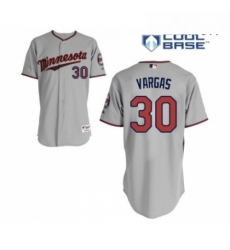 Mens Minnesota Twins 30 Kennys Vargas Replica Grey Road Cool Base Baseball Jersey