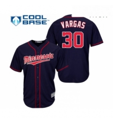 Mens Minnesota Twins 30 Kennys Vargas Replica Navy Blue Alternate Road Cool Base Baseball Jersey