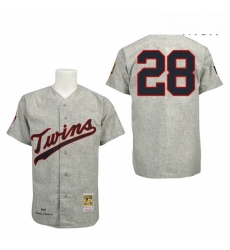 Mens Mitchell and Ness 1969 Minnesota Twins 28 Bert Blyleven Authentic Grey Throwback MLB Jersey
