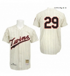 Mens Mitchell and Ness 1969 Minnesota Twins 29 Rod Carew Authentic Cream Throwback MLB Jersey