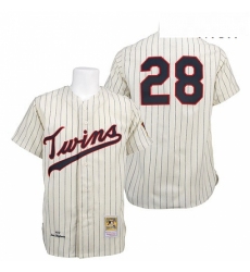 Mens Mitchell and Ness 1970 Minnesota Twins 28 Bert Blyleven Authentic Cream Throwback MLB Jersey
