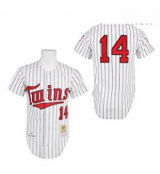 Mens Mitchell and Ness 1991 Minnesota Twins 14 Kent Hrbek Authentic White Throwback MLB Jersey
