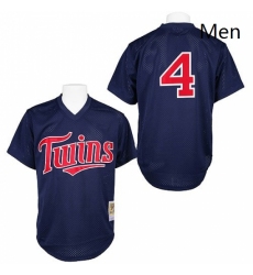 Mens Mitchell and Ness 1996 Minnesota Twins 4 Paul Molitor Authentic Navy Blue Throwback MLB Jersey