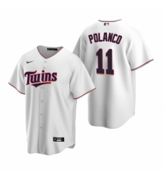 Mens Nike Minnesota Twins 11 Jorge Polanco White Home Stitched Baseball Jersey