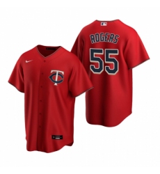Mens Nike Minnesota Twins 55 Taylor Rogers Red Alternate Stitched Baseball Jersey