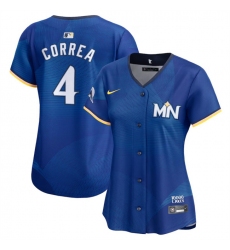 Women Minnesota Twins 4 Carlos Correa Royal 2024 City Connect Limited Stitched Baseball Jersey
