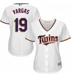 Womens Majestic Minnesota Twins 19 Kennys Vargas Replica White Home Cool Base MLB Jersey