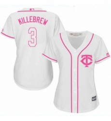 Womens Majestic Minnesota Twins 3 Harmon Killebrew Replica White Fashion Cool Base MLB Jersey