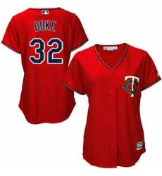 Womens Majestic Minnesota Twins 32 Zach Duke Authentic Scarlet Alternate Cool Base MLB Jersey 