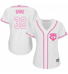 Womens Majestic Minnesota Twins 32 Zach Duke Authentic White Fashion Cool Base MLB Jersey 