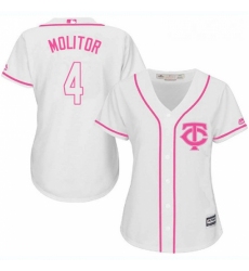 Womens Majestic Minnesota Twins 4 Paul Molitor Replica White Fashion Cool Base MLB Jersey