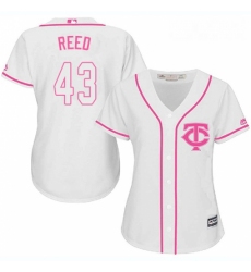 Womens Majestic Minnesota Twins 43 Addison Reed Replica White Fashion Cool Base MLB Jersey 