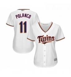 Womens Minnesota Twins 11 Jorge Polanco Replica White Home Cool Base Baseball Jersey 