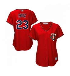 Womens Minnesota Twins 23 Nelson Cruz Replica Scarlet Alternate Cool Base Baseball Jersey 