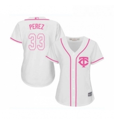 Womens Minnesota Twins 33 Martin Perez Replica White Fashion Cool Base Baseball Jersey 