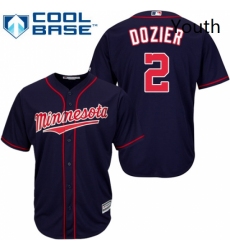 Youth Majestic Minnesota Twins 2 Brian Dozier Replica Navy Blue Alternate Road Cool Base MLB Jersey