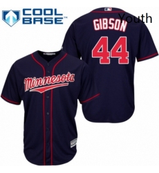 Youth Majestic Minnesota Twins 44 Kyle Gibson Authentic Navy Blue Alternate Road Cool Base MLB Jersey 