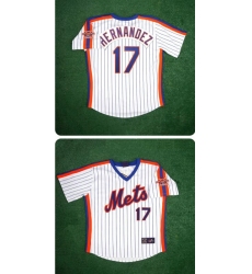 Men Mets #17 Hernandez White Stitched Baseball Jersey